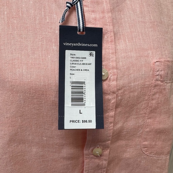 Vineyard Vines Surfside Solid Linen Button Down Shirt - Size L - NEW With Tags. - Picture 12 of 16